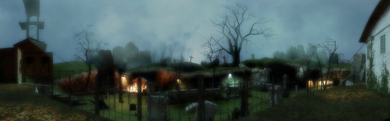 haunted cemetery at night