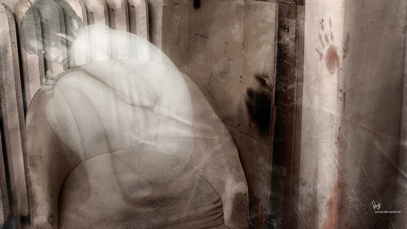 haunted chair in a dark room