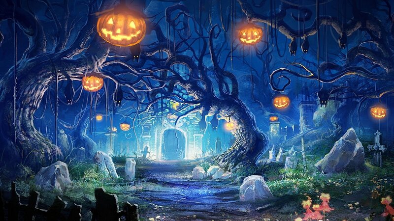 Haunted Forest at Night — Blue, Creepy