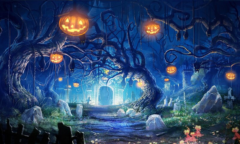 Haunted Forest at Night — Blue