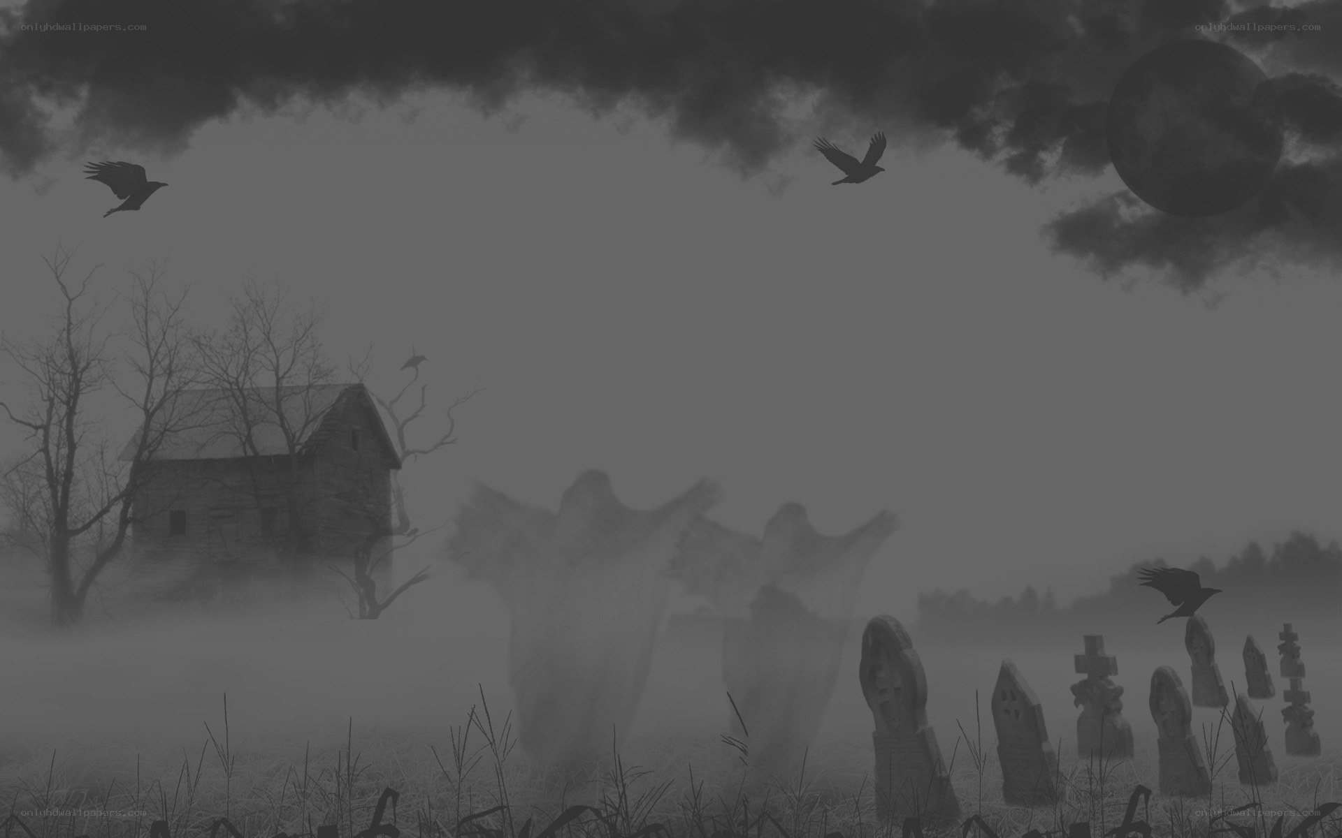 haunted graveyard at night