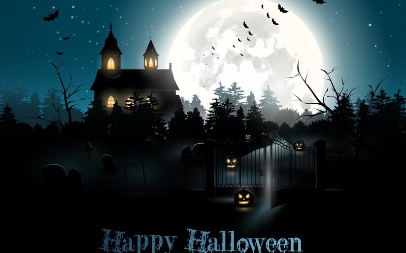 Haunted Graveyard at Night — Black
