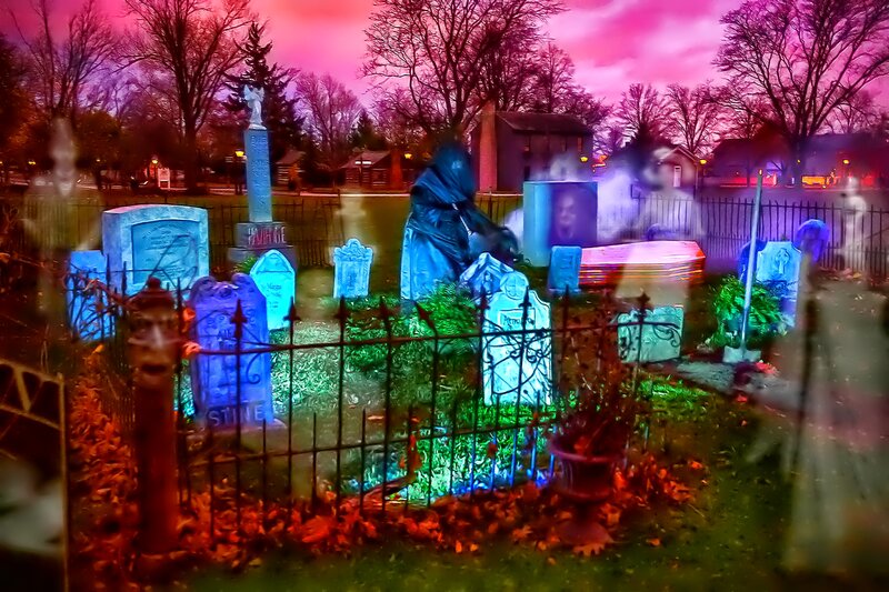 Haunted Graveyard Scene — Purple