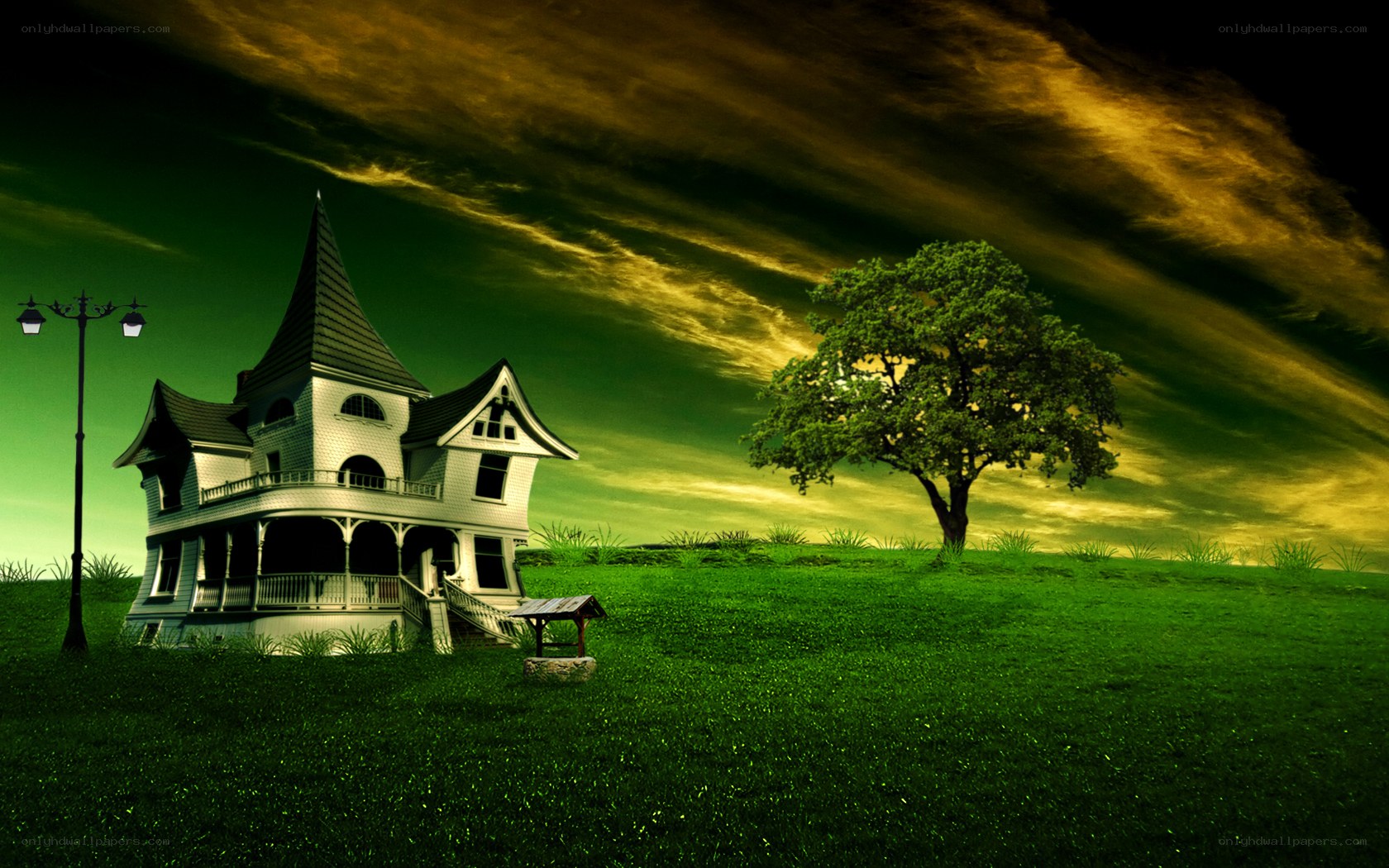 haunted house at dusk