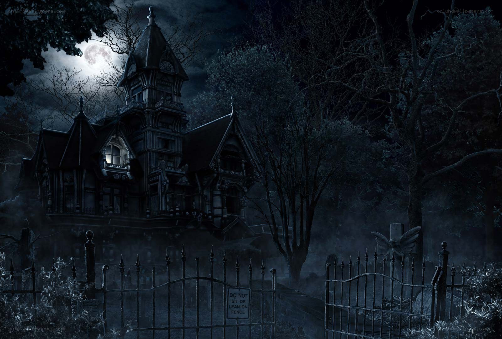 haunted house at night