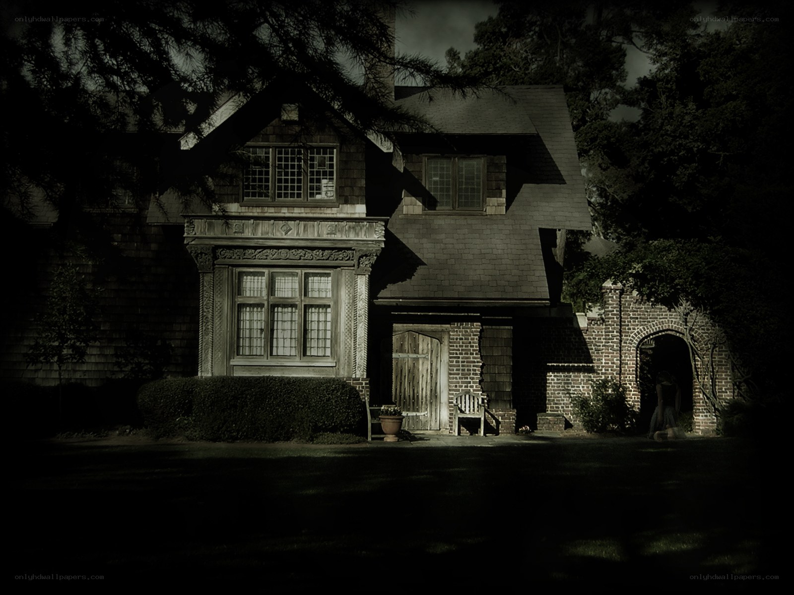haunted house at night