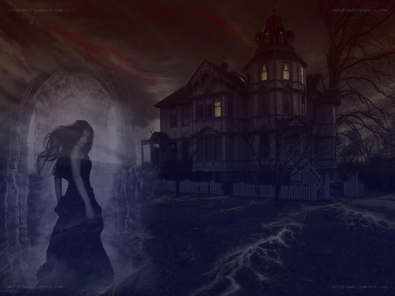 haunted house at night