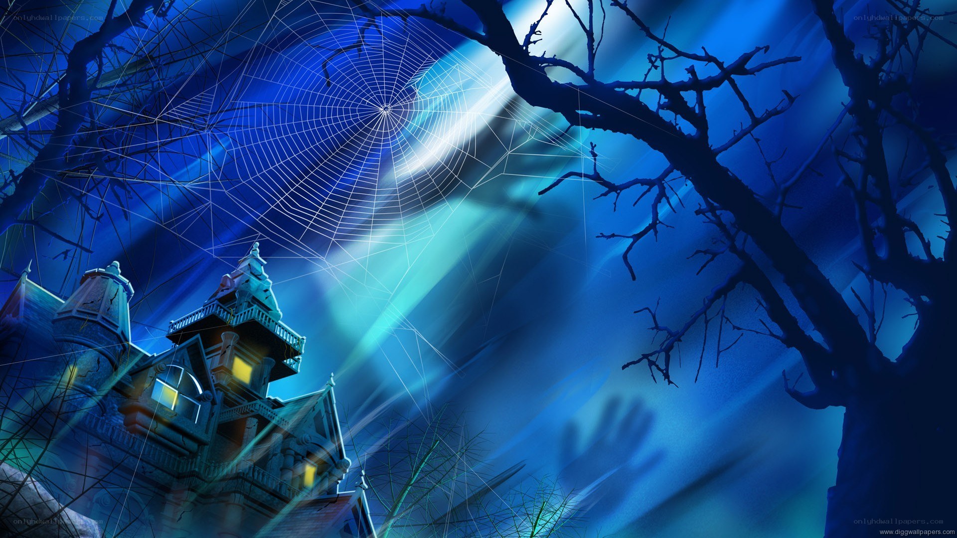 haunted house at night