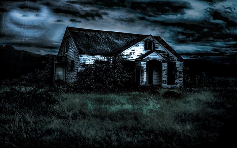 haunted house at night