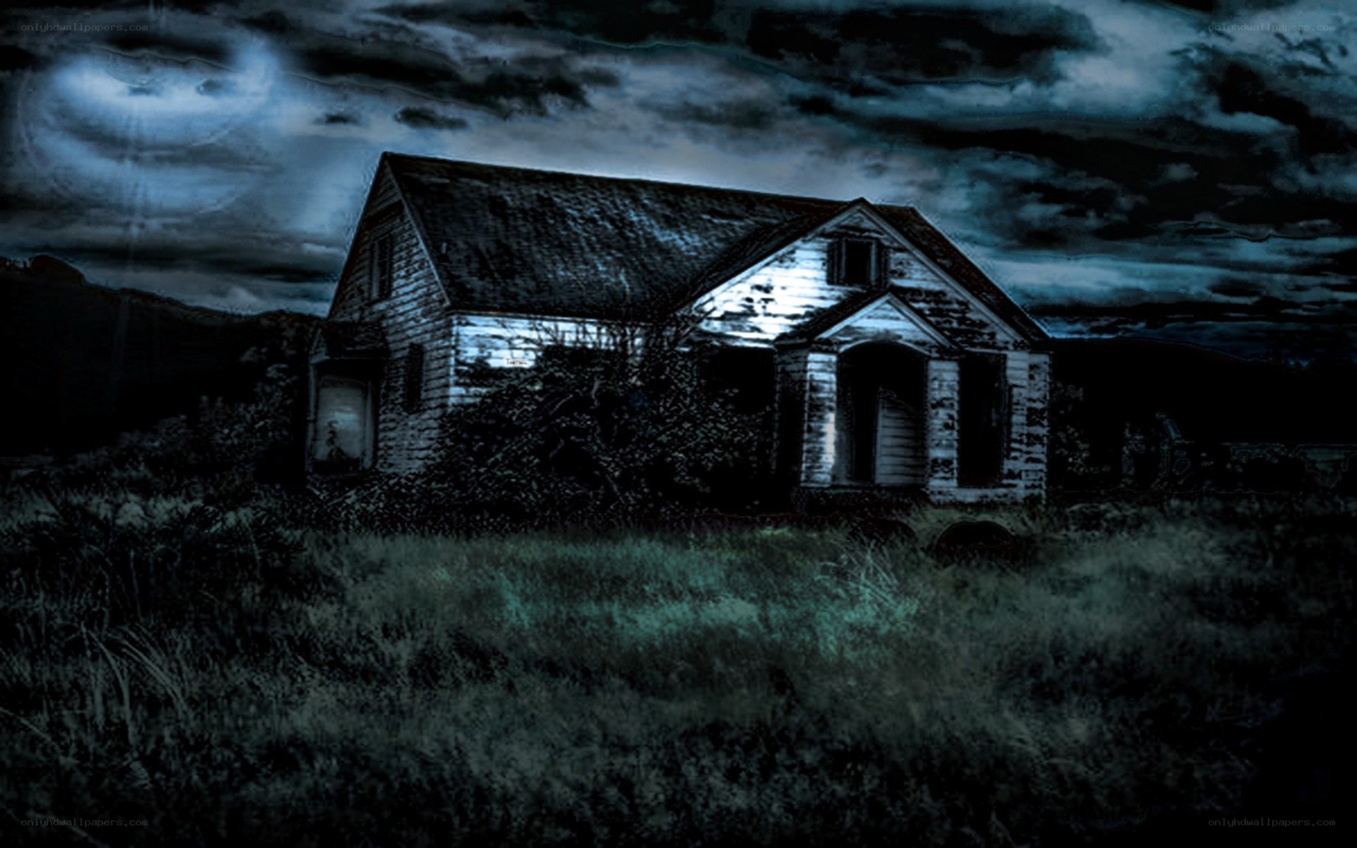 haunted house at night