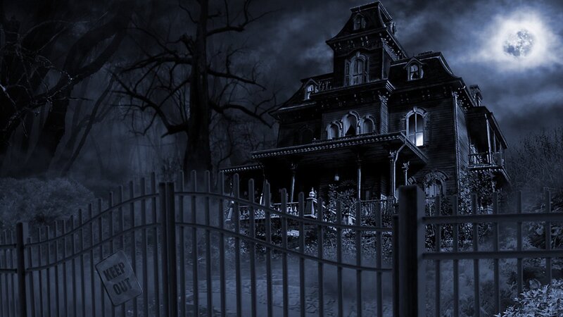 haunted house at night