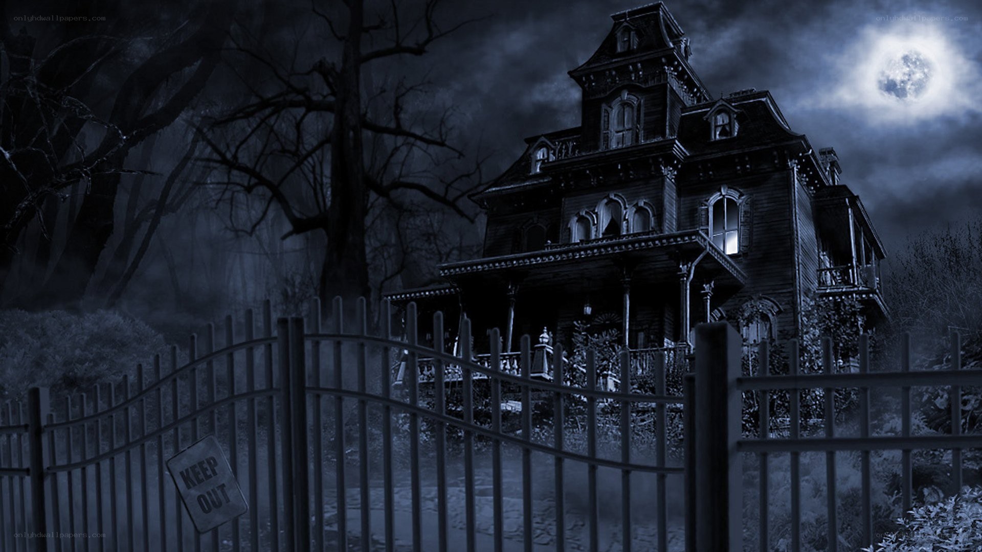 haunted house at night