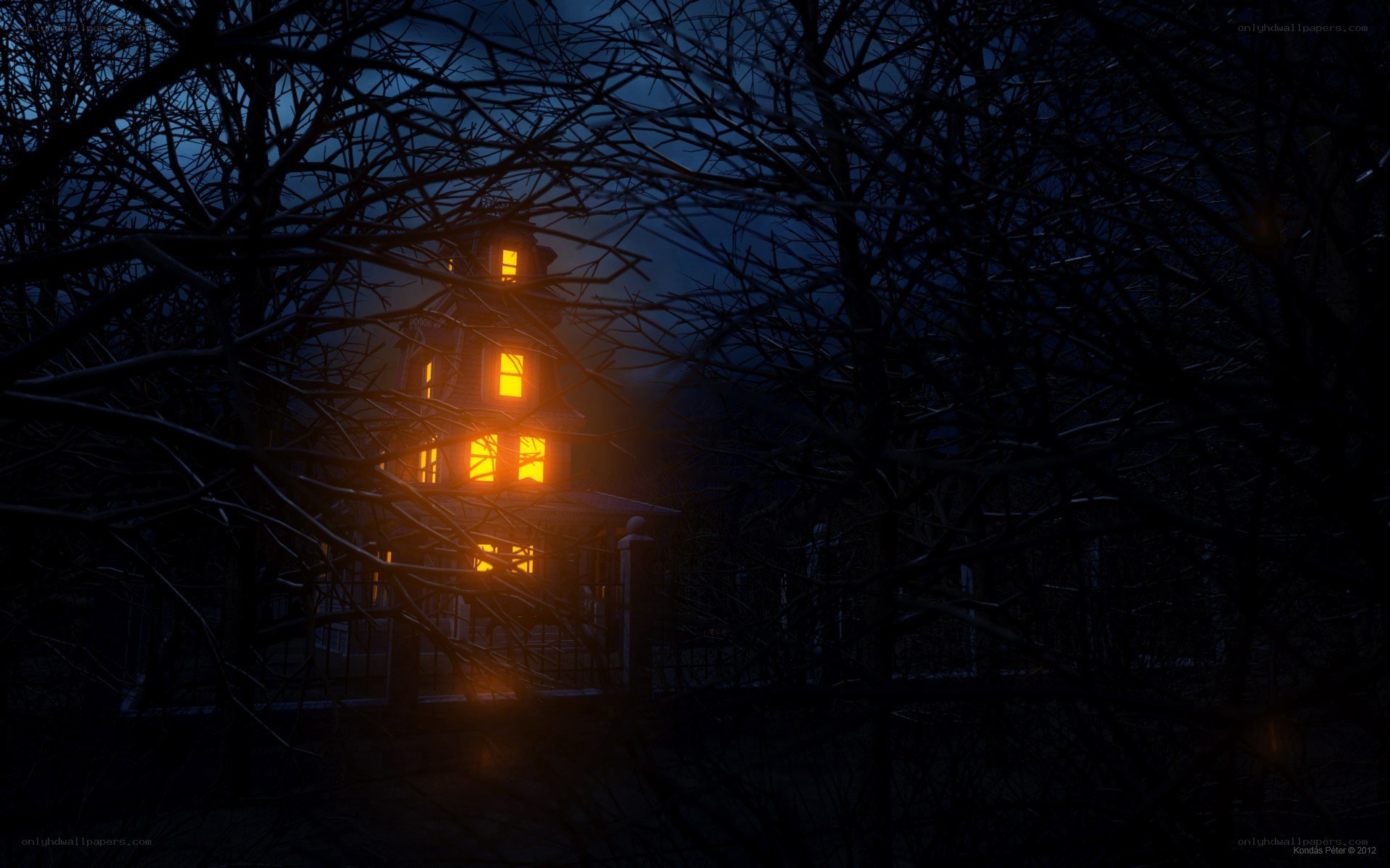 haunted house at night
