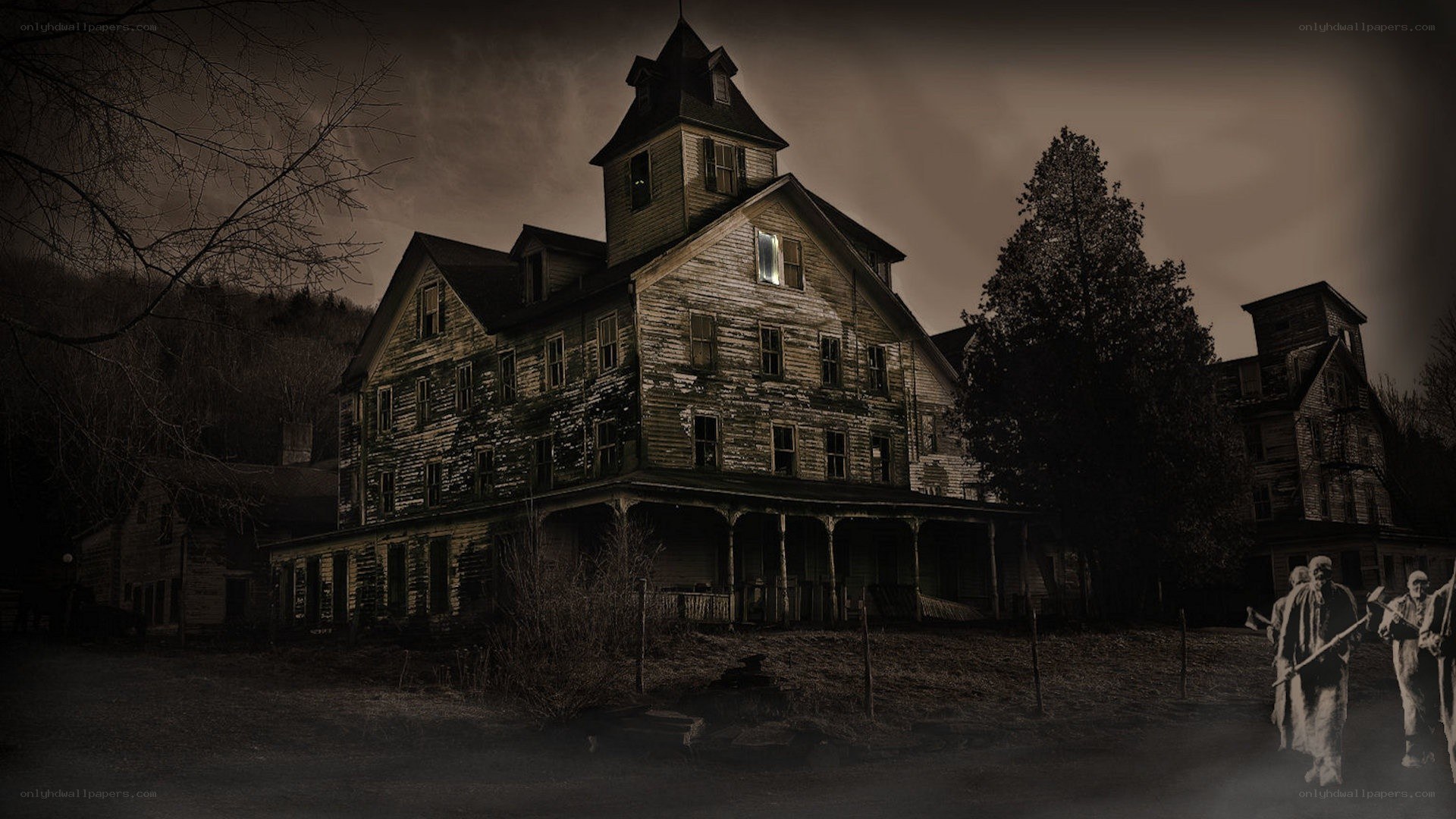 haunted house at night