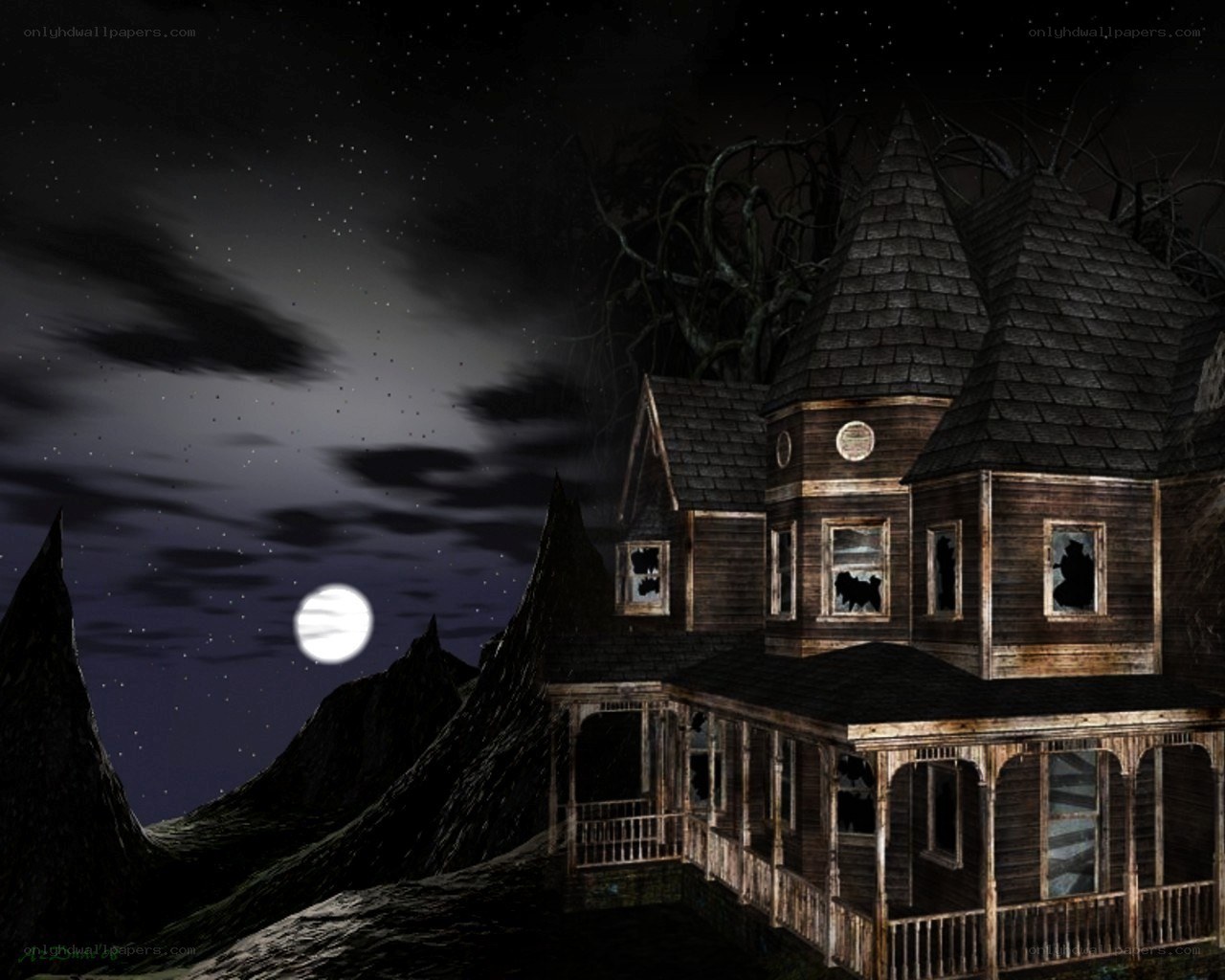 haunted house at night