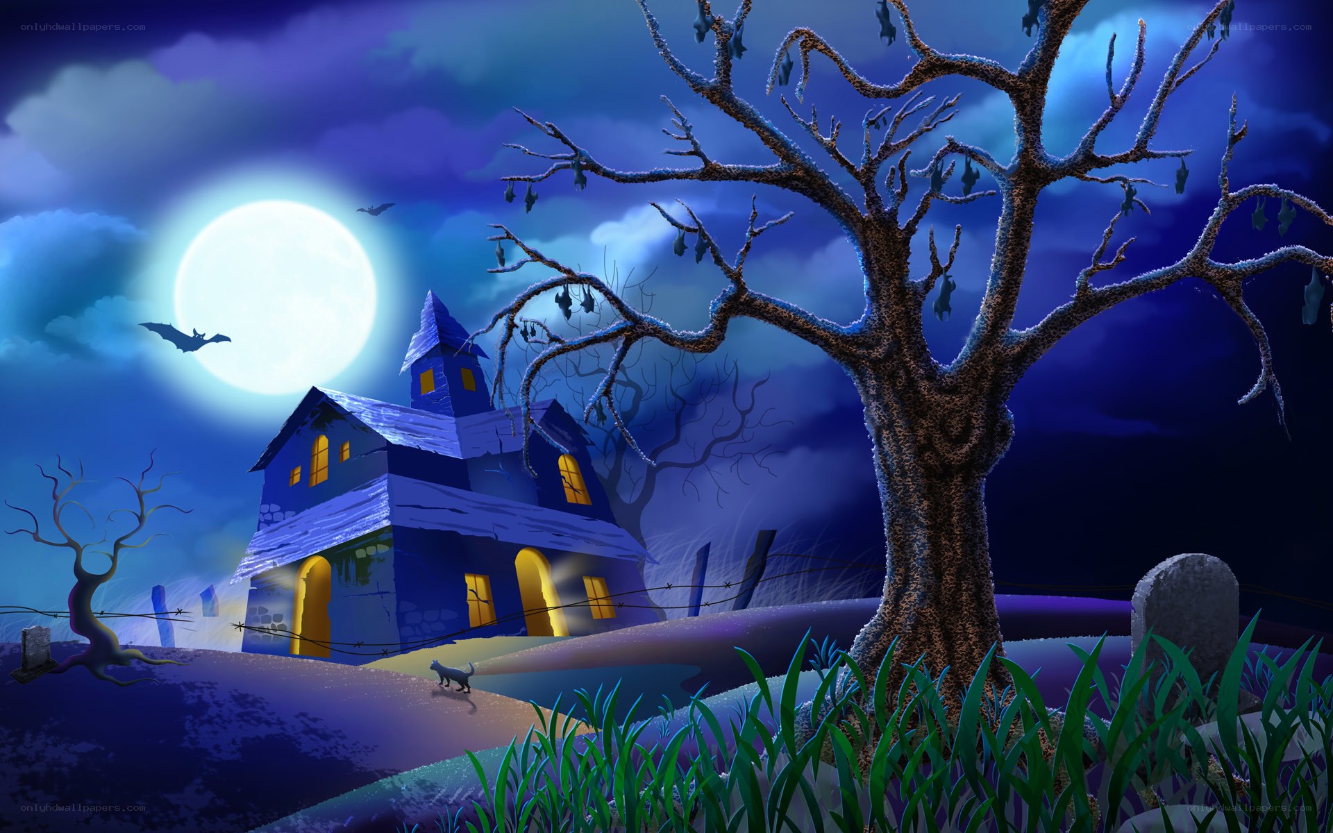 haunted house at night