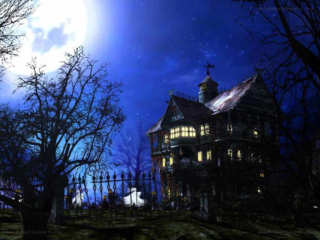 haunted house at night