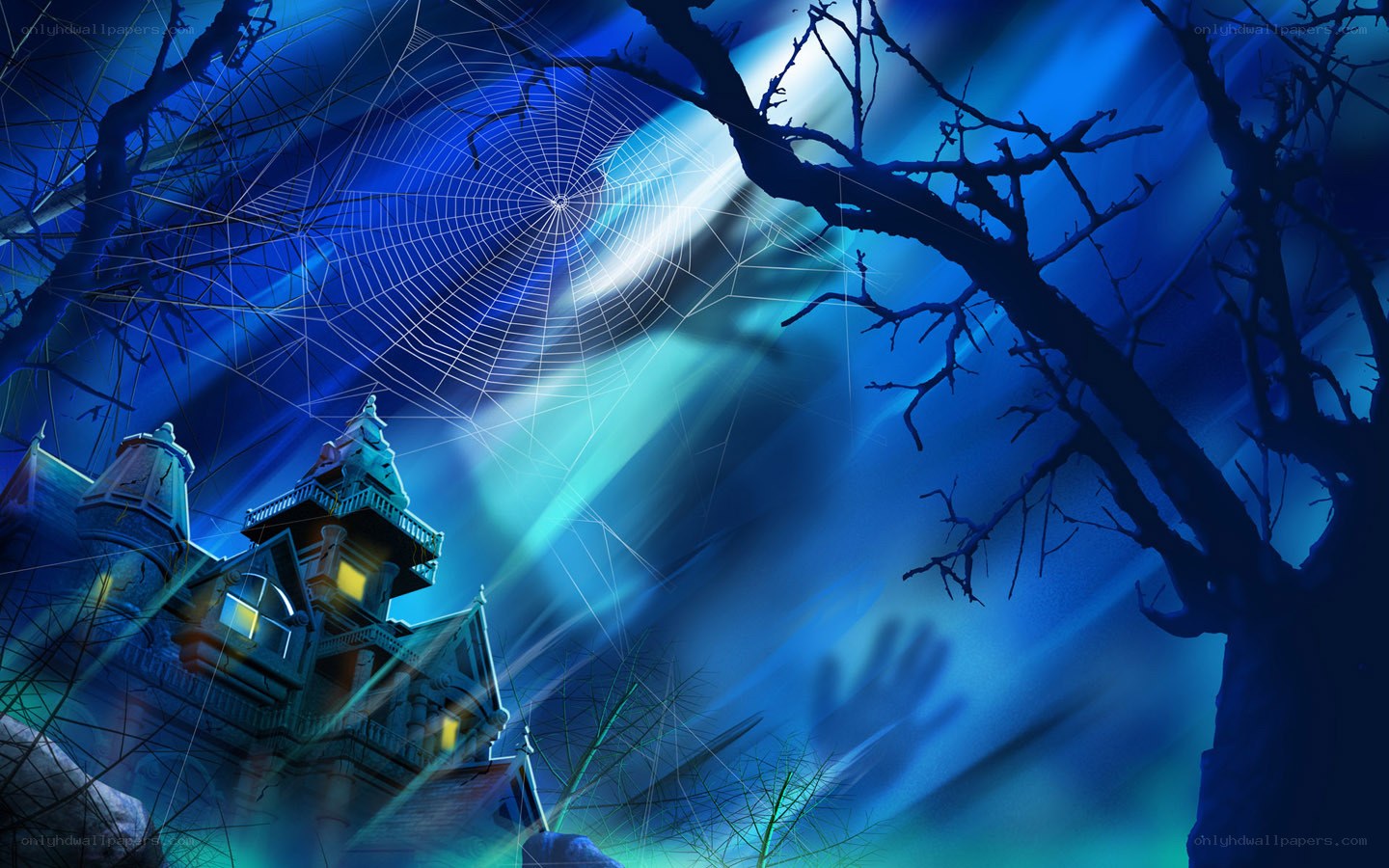 haunted house at night
