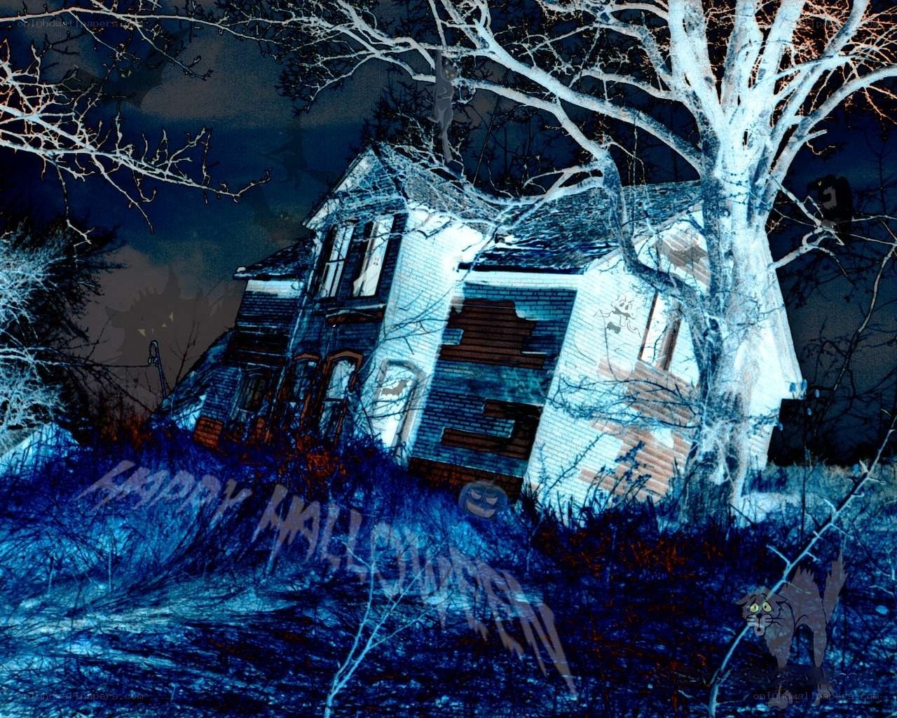 haunted house at night