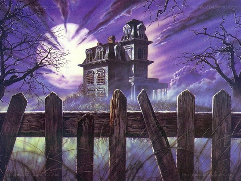 haunted house at night