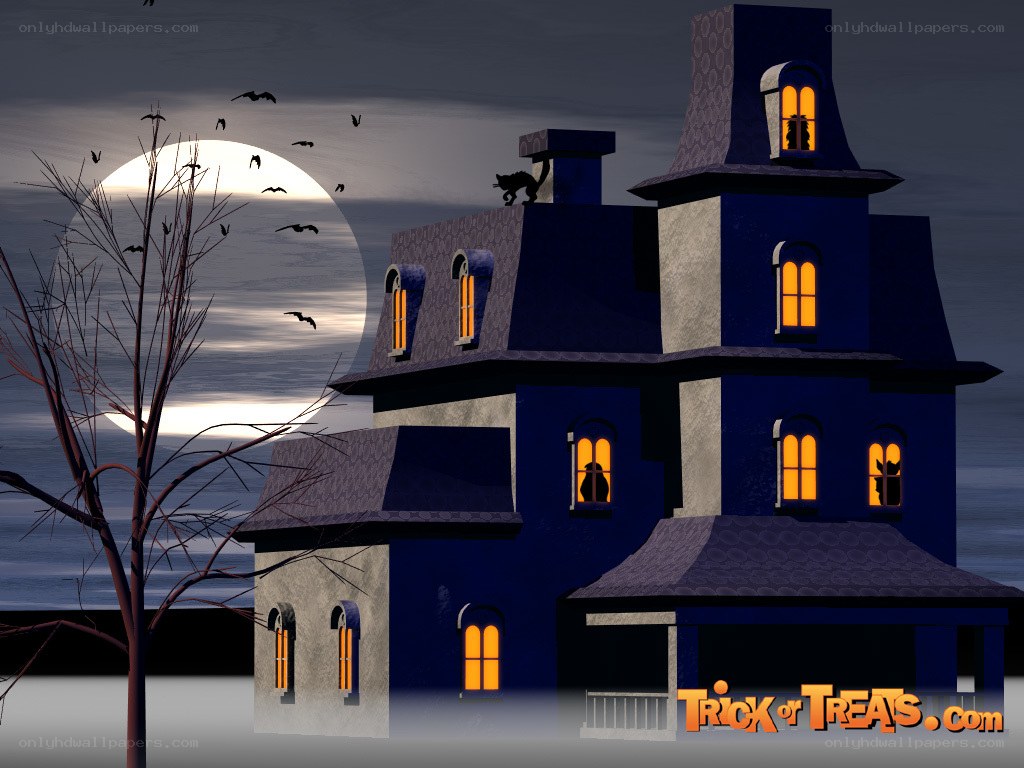 haunted house at night