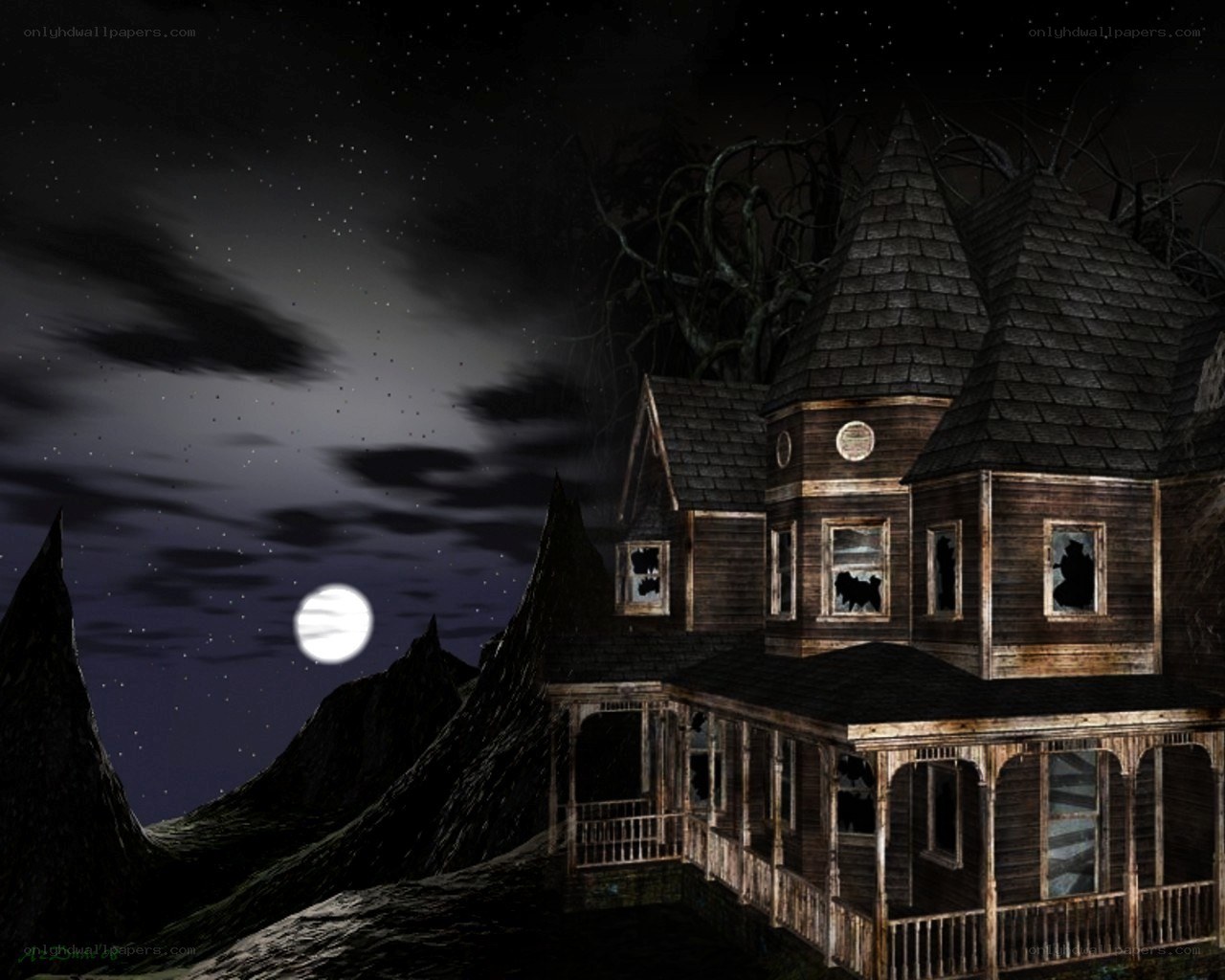 haunted house at night