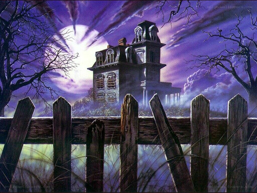 haunted house at night