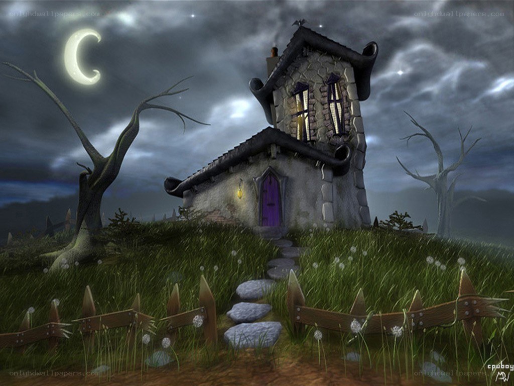 haunted house at night