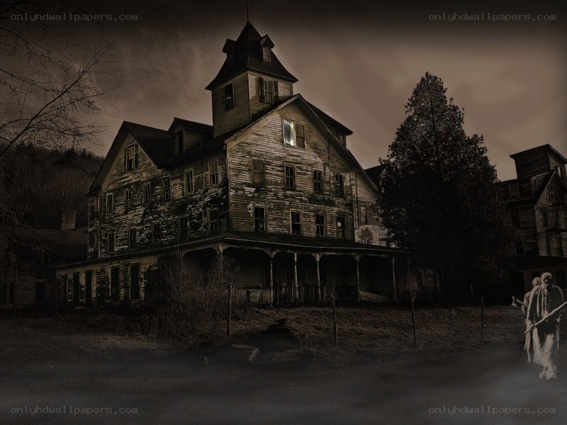 haunted house at night
