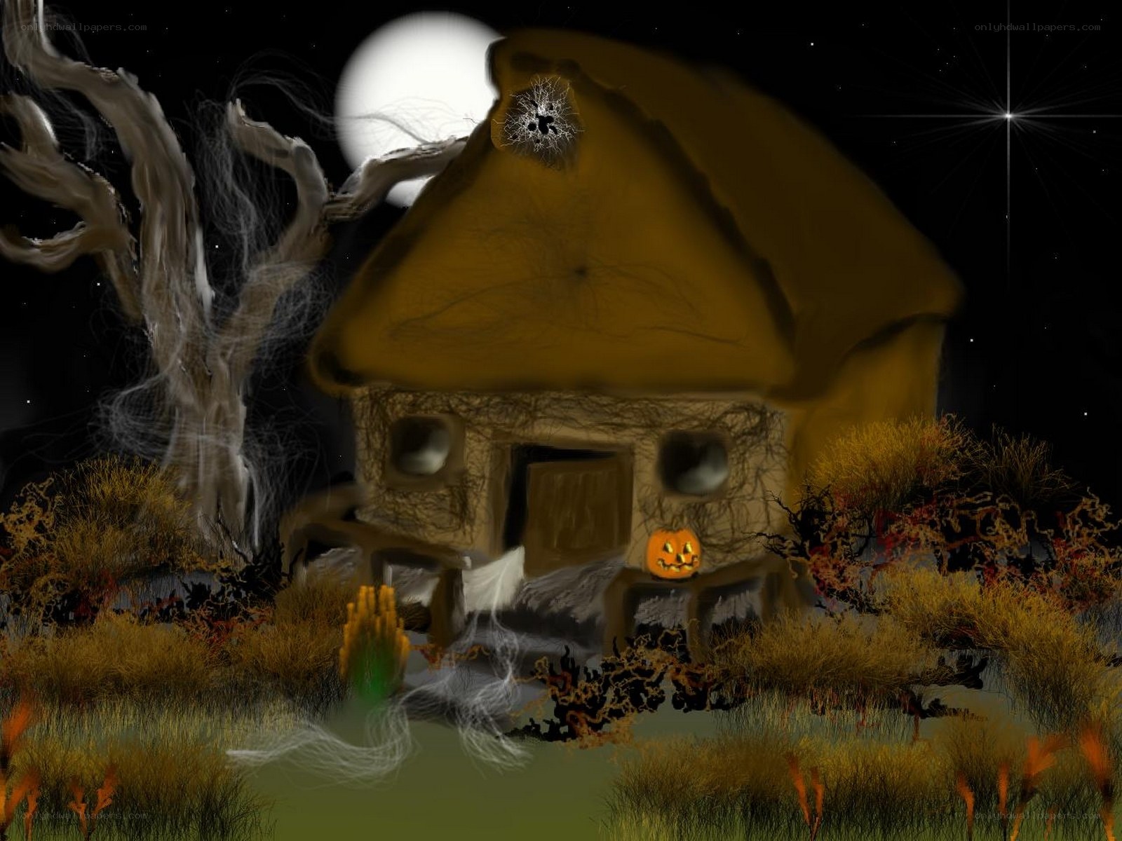 haunted house at night