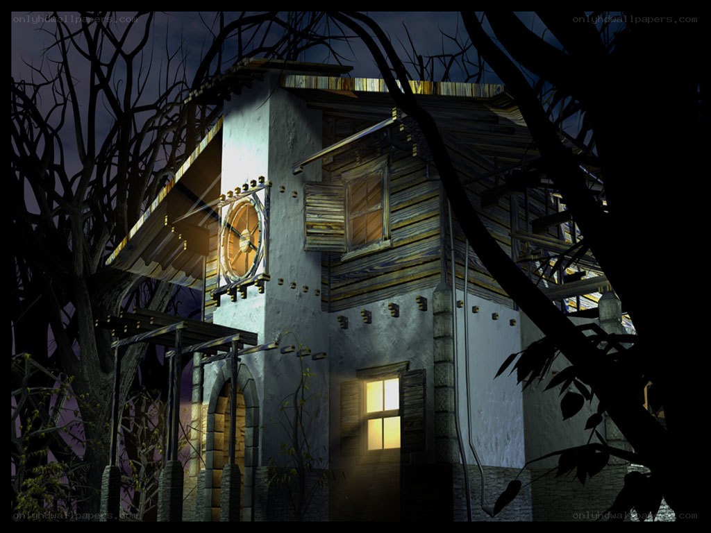 haunted house at night