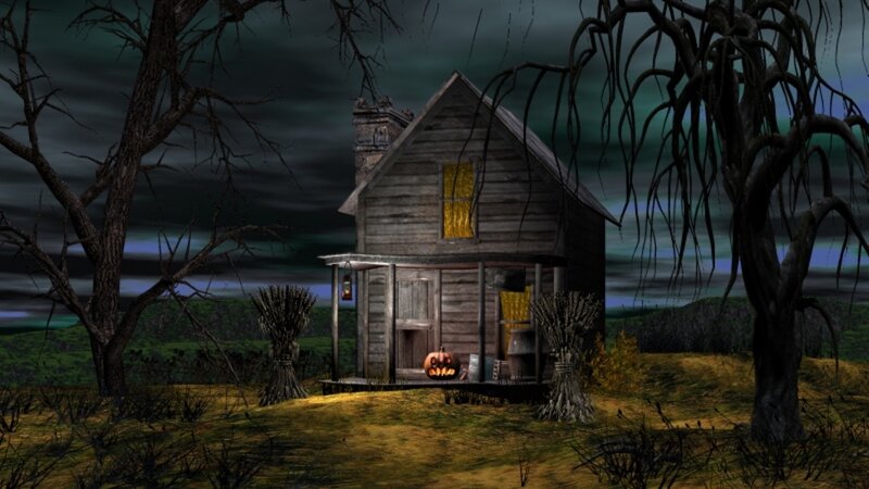 haunted house at night