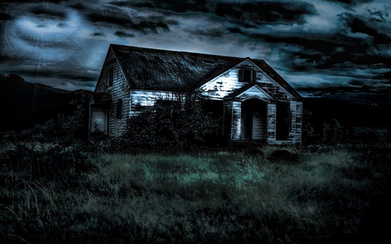 haunted house at night