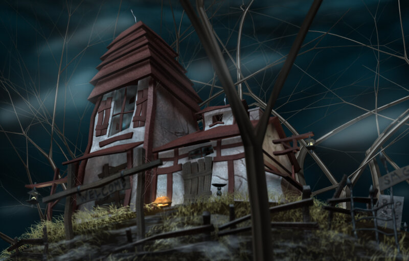 haunted house at night