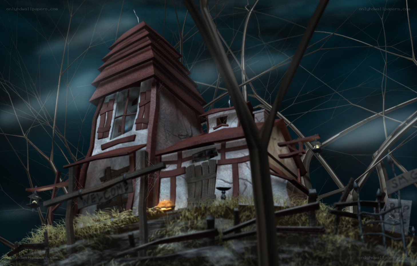 haunted house at night