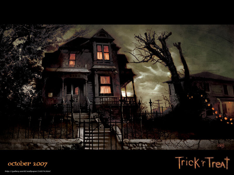 Haunted House at Night — Black, Dark, Digital Art, Tree