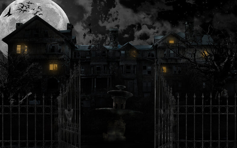 Haunted House at Night — Black, Dark, Eerie