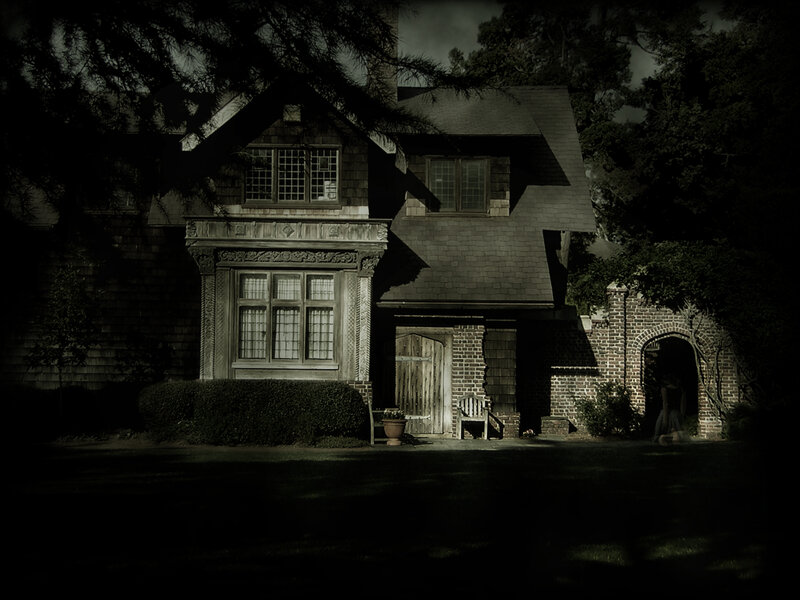 Haunted House at Night — Black, Dark, Photograph, Trees