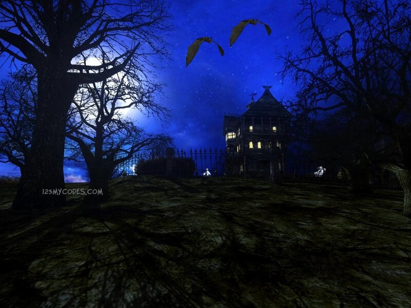 Haunted House at Night — Blue, Dark, 3d Render
