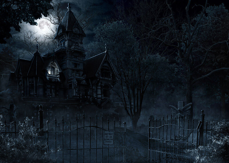 Haunted House at Night — Blue, Dark
