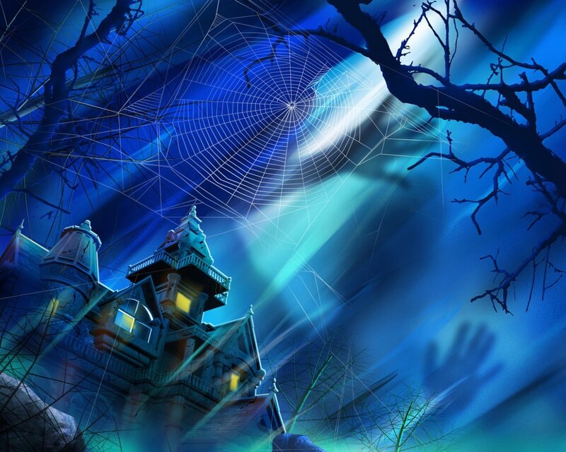 Haunted House at Night — Blue, Eerie