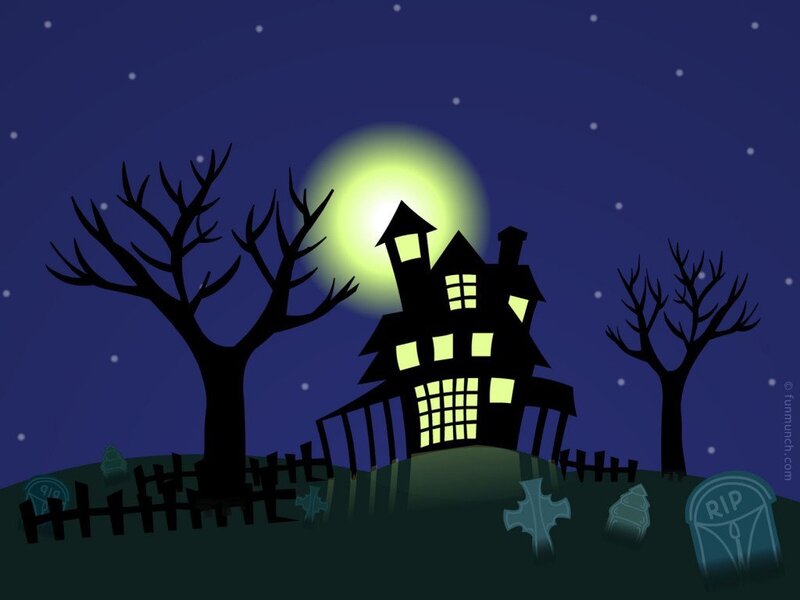 Haunted House at Night — Blue