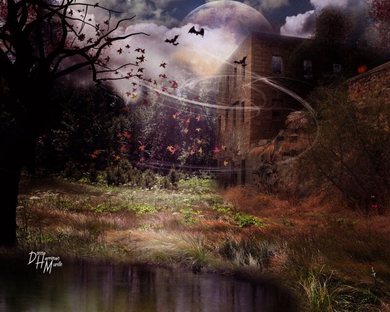 Haunted House at Night — Brown