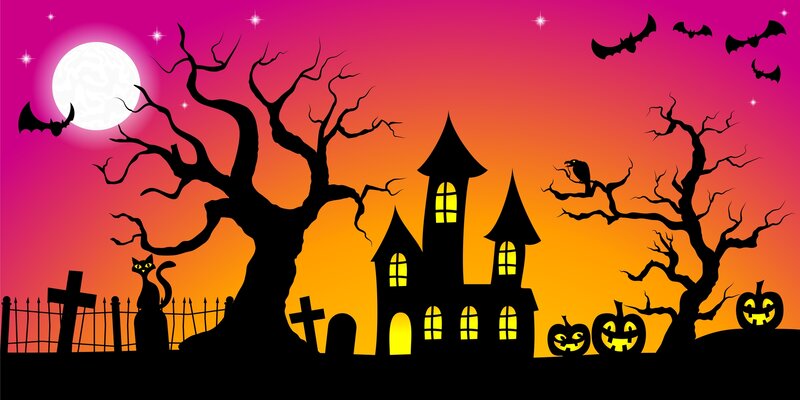 Haunted House at Night — Pink