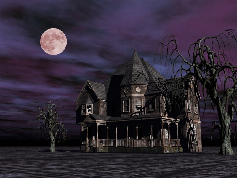 Haunted House at Night — Purple, Eerie