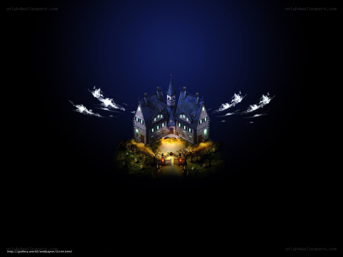 haunted house at night