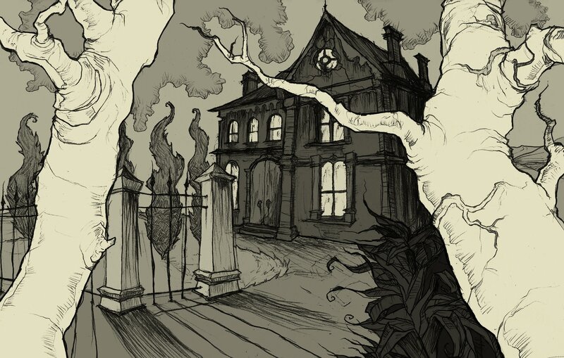 haunted house illustration