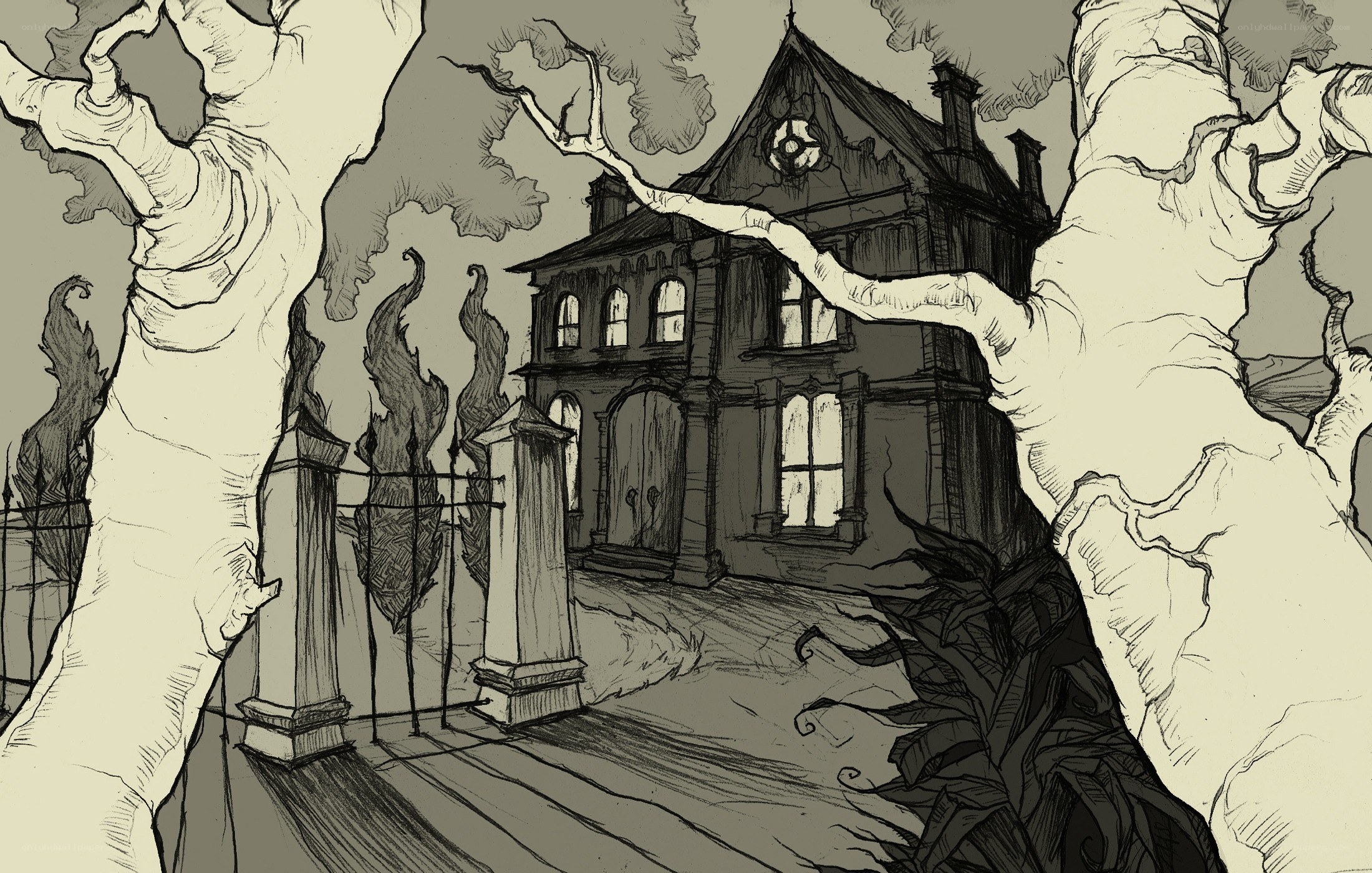 haunted house illustration