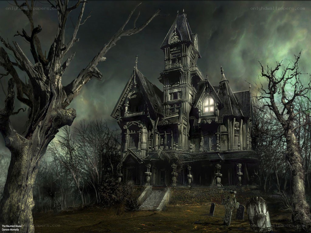 haunted house in dark forest