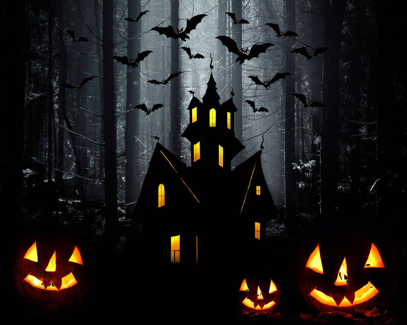 Haunted House in Forest — Black, Spooky, Night